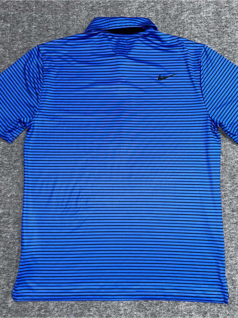 Nike Dri Fit Blue Black Striped Golf Polo Shirt Mens Medium Athletic